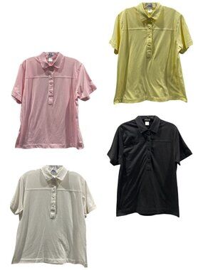 4 Leon Levin Polo Shirt Lot PL Black White Pink Cotton Blend Preppy Golf Resort